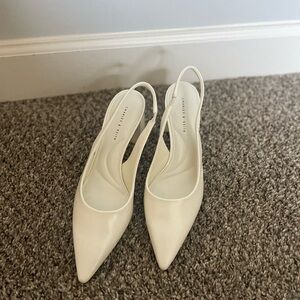 Charles & Keith White Slingback Heels